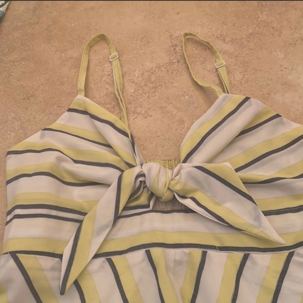 Cupcakes & Cashmere Citron Yellow Kerria Stripe Tank XS